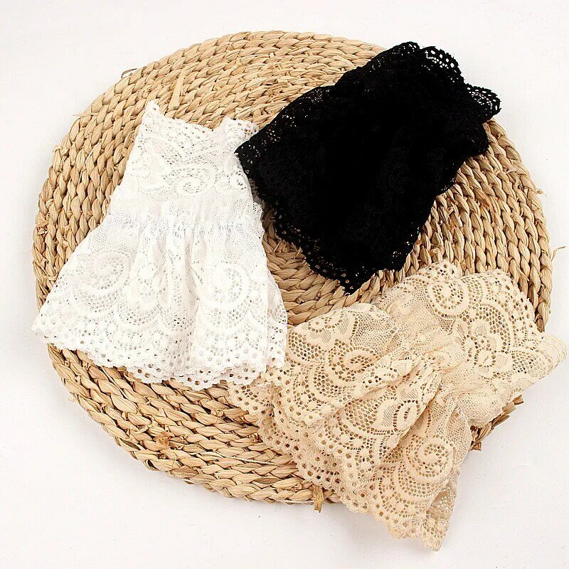 2Pcs/Pair Women Girls Fake Flare Sleeves Female Floral Lace Pleated Ruched False Cuffs Sweater Wrist Warmers