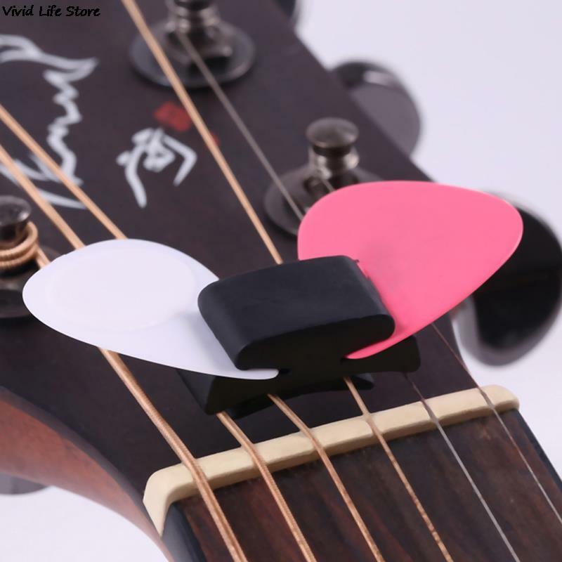 Aksesoris Gitar 1 buah karet hitam Pick Holder gitar Fix On Headstock untuk gitar Bass Ukulele