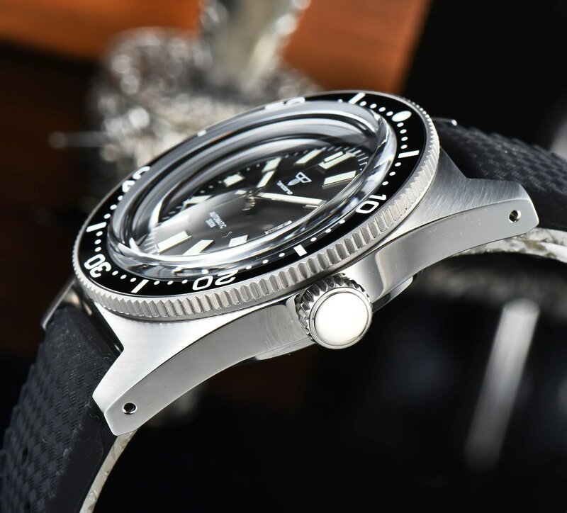 Tandorio-Reloj de pulsera con correa de goma para hombre, accesorio de pulsera con cristal de zafiro en cúpula automático, movimiento NH35A PT5000, 41mm, 62MAS, 300m