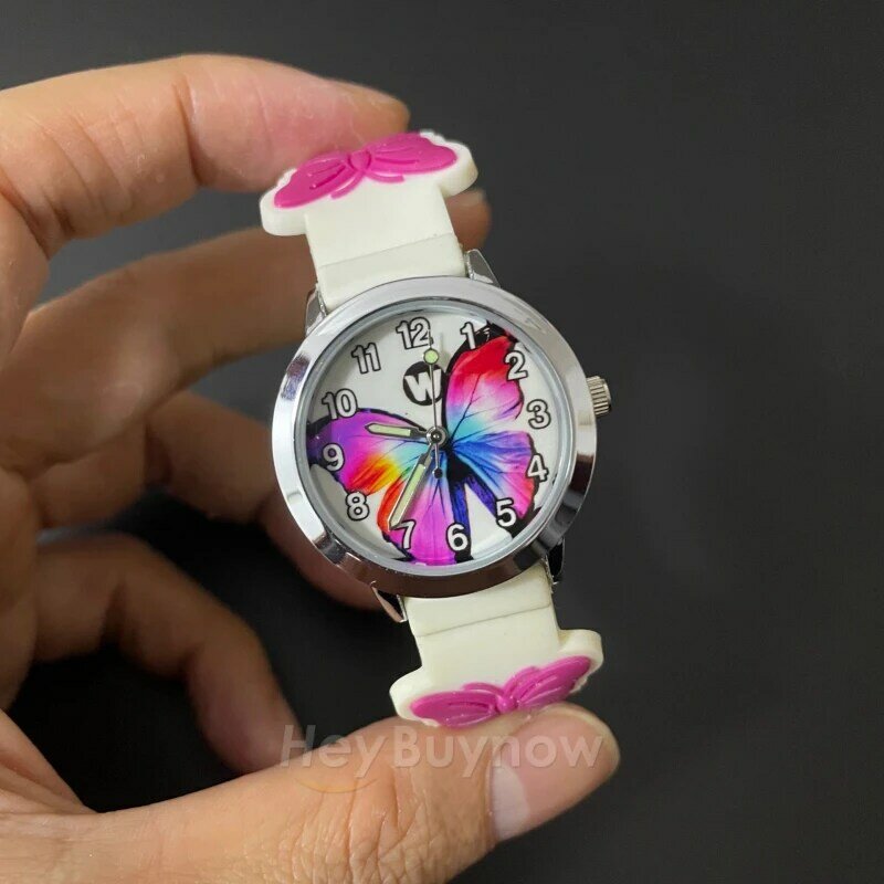 3d silicone quartzo dos desenhos animados relógio das crianças 2022 novo produto rosa branco casual esportes crianças assistir presente de natal