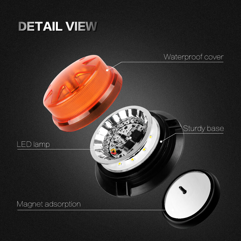 Bogrand-pouvez-vous rophare rotatif à LED 9-28V, lumière stroboscopique d'urgence ambre avec aimant