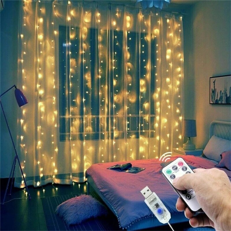 3M LED عيد الميلاد الجنية سلسلة أضواء التحكم عن بعد USB السنة الجديدة جارلاند الستار مصباح عطلة الديكور للمنزل غرفة نوم نافذة