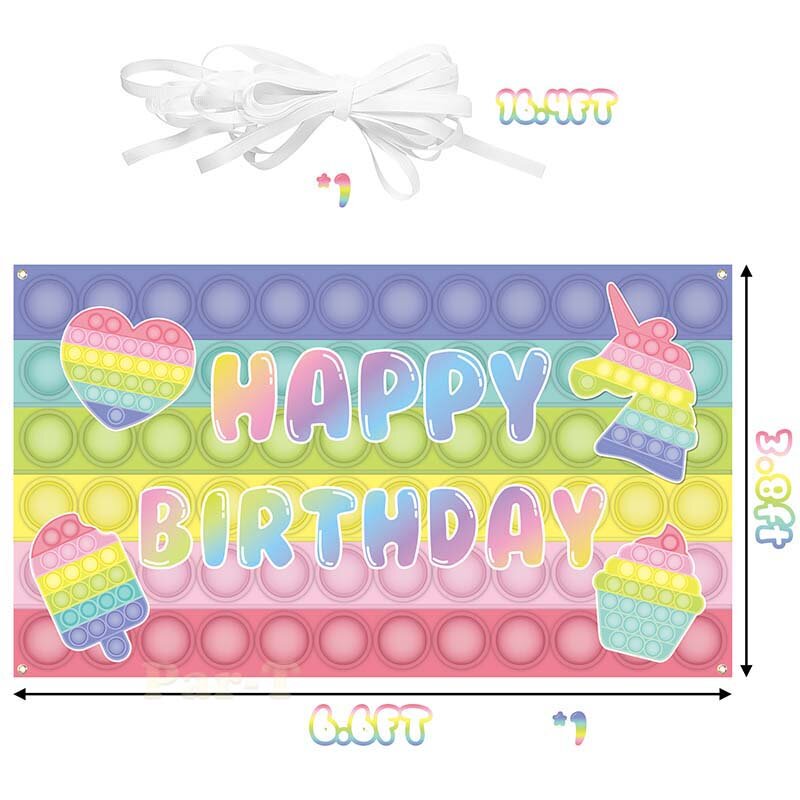 Fidget Toy Party Backdrop Banner Pastel Colors Birthday Background Cloth Decor Candy Style Decoration Photography for Kids
