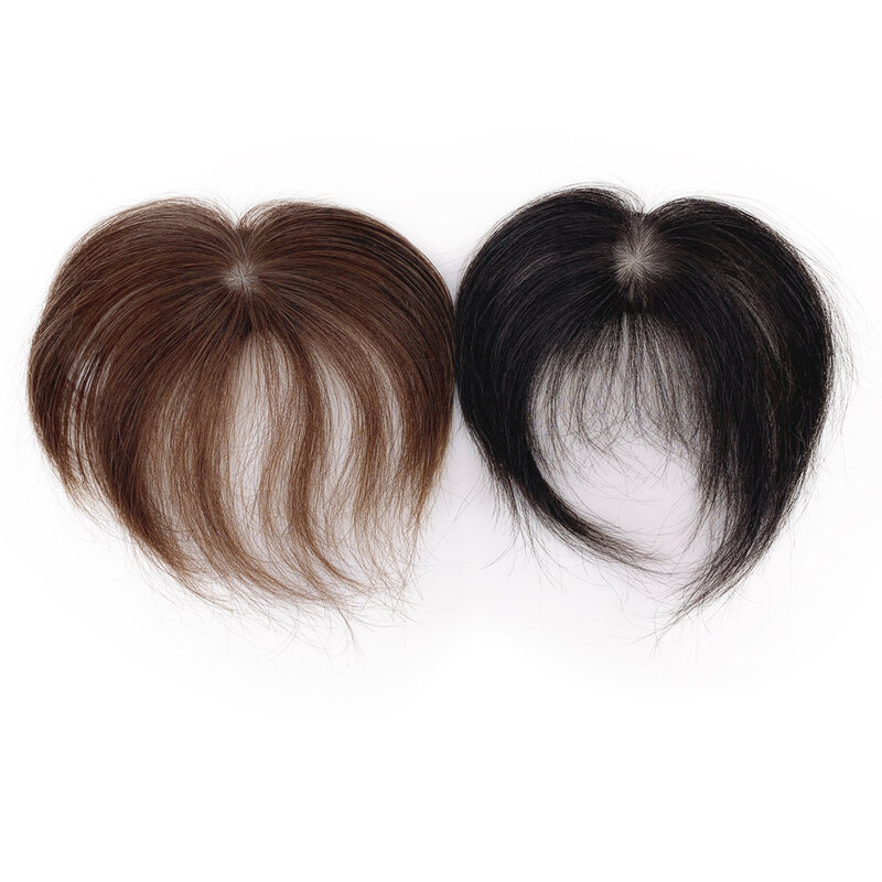 4D Air Bangs Silk Base Women Topper 20cm Virgin Human Hair Silk Top 2X2inch Fringe to Hide Bald Crown Topper White Hair