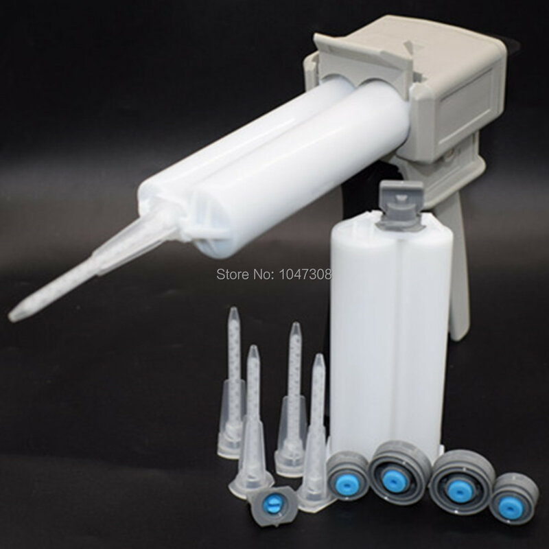 5pcs Epoxy Resin Mixing Nozzles AB Glue Acrylic Adhesive Gun Mixer Mix Tips + 2pcs 50ml 2:1 Cartridge + 1:1 2:1 Epoxy Applicator