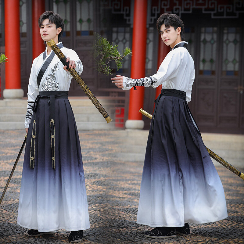 Традиционный костюм ханьфу мужской костюм Тан в старинном китайском стиле Hanfu, японский самурайский костюм для вечеринки, праздничный костюм