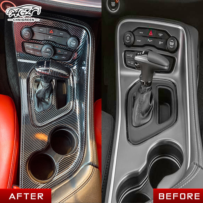 Panneau de changement de vitesse rouge ou ABS en Fiber de carbone pour Dodge Challenger 2015 Up, 1 pièce, accessoires de décoration