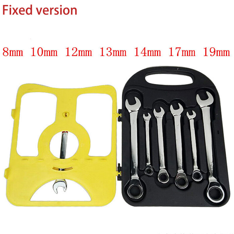 7pcs Wrench Combination Ratchet Wrench Gear Repair Set Hand Tools for Auto Torque Wrench Flexible Pivoting Head Spanner Set