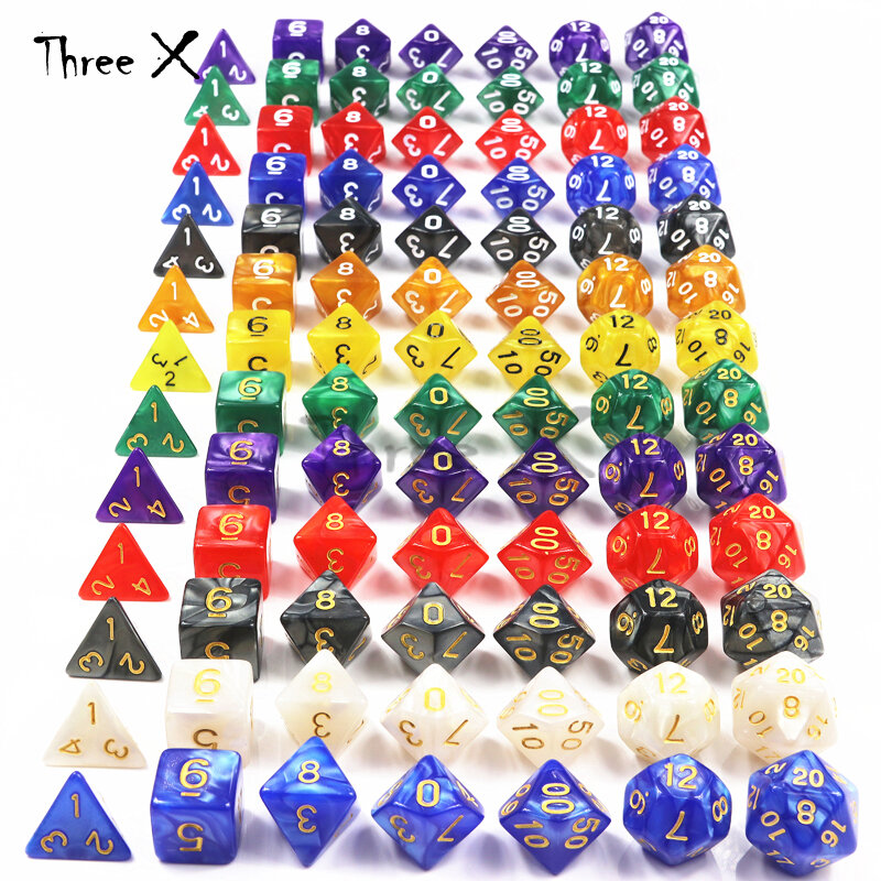 Dungeons & dragons 7 pçs/set criativo jogo de rpg dados d & d colorido multicolorido dados misturados branco d4 d6 d8 d10 d12 d20 dnd dados