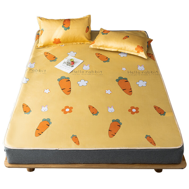 Colchoneta para dormir de 80x160cm, sábanas frías de seda fría transpirables, funda de almohada doble, colchón se puede lavar y plegar
