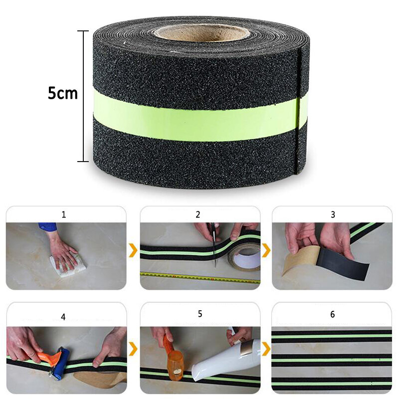 Lichtgevende Tape Veiligheid Grip Tape Sterke Lijm Veiligheid Tractie Tape Pvc Waarschuwing Tape Trap Vloer Antislip Indoor