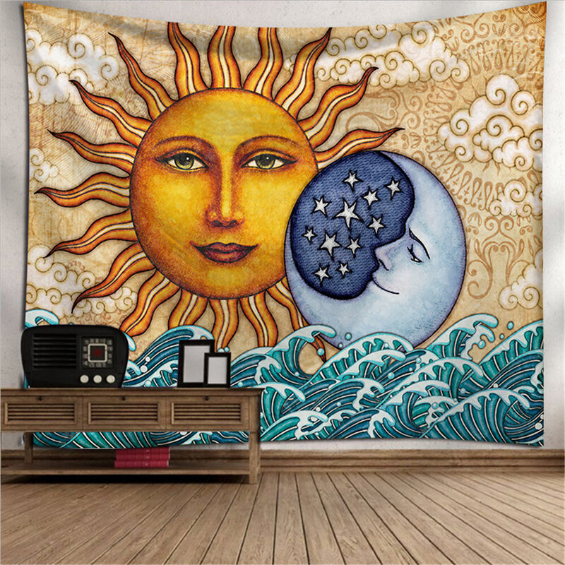 100% poliestere Retro Sun Tapestry dormitorio arazzo decorazione della stanza casa camera da letto decorazione ornamenti