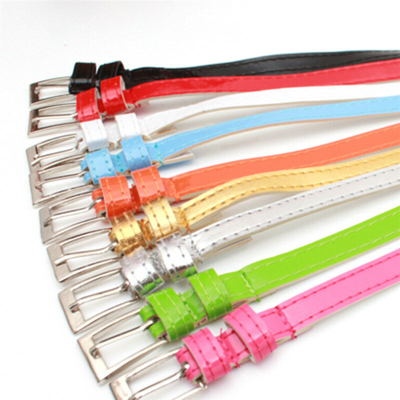 1 قطعة PU المرأة حزام 100 سنتيمتر الحلوى اللون الأزياء أحزمة للنساء متعدد الألوان حزام صغيرة رقيقة بو الجلود حزام