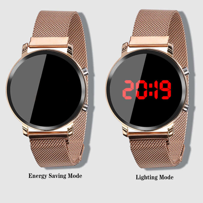 Montre-bracelet en acier inoxydable pour hommes et femmes, horloge électronique numérique, nouvelle collection