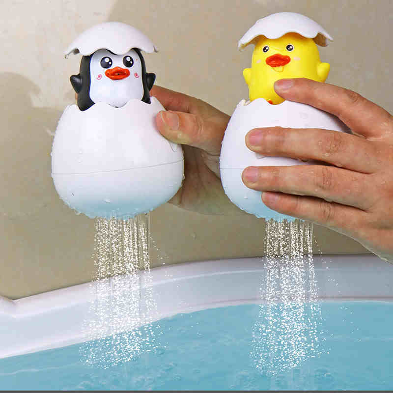Brinquedo de banho do bebê crianças bonito pato pinguim ovo aspersão spray de água aspersão chuveiro de natação brinquedos de água para as crianças presente