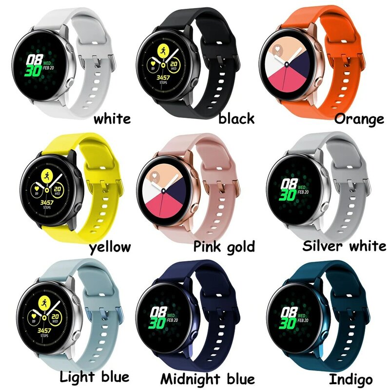 20mm 22mm silikonowa opaska do Samsung Galaxy Watch Active 2 galaxy zegarek 6 5 4 bieg S2 bransoletka pasek Huami Amazfit bip/gts 2 3 4