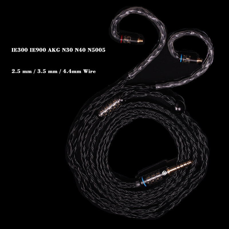 SYRNARN 16 kabel seimbang lapis perak, 3.5 4.4mm IEM MMCX 1.2m untuk Sennheiser IE200/300/600/ie900 AKG MK4 N5005/N30