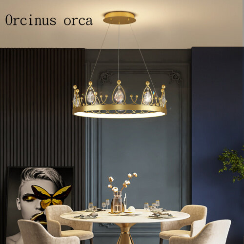 Luminária de luxo para sala de estar, estilo nórdico, atmosfera de iluminação criativa, moderna, simples, coroa, quarto, menina, lâmpada de princesa