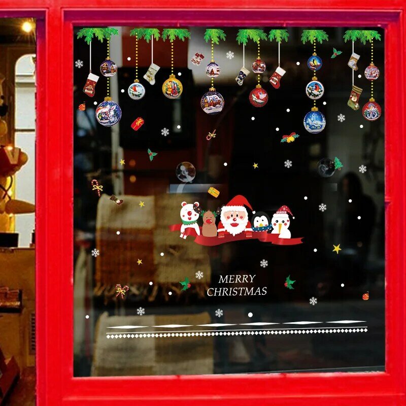 Pegatinas navideñas para ventana, calcomanías de decoración de Feliz Navidad para pared de habitación de niños, pegatinas de Año Nuevo, regalo de Navidad 2022