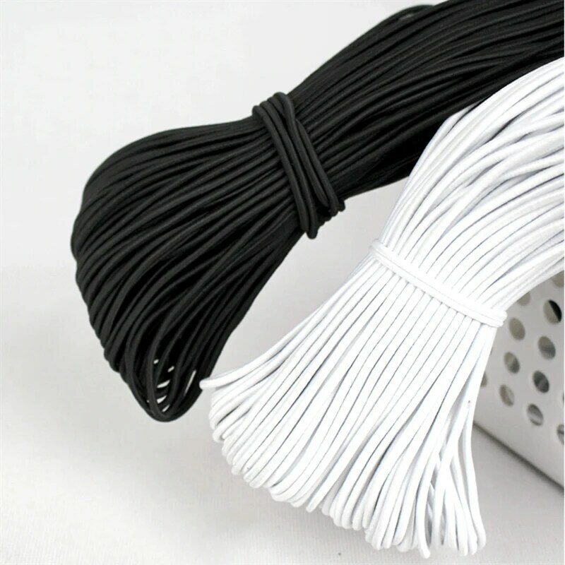 Cordón de banda elástica redonda de alta calidad, Goma elástica blanca y negra para coser prendas de vestir, accesorios de bricolaje, 1/2/3/4/5mm