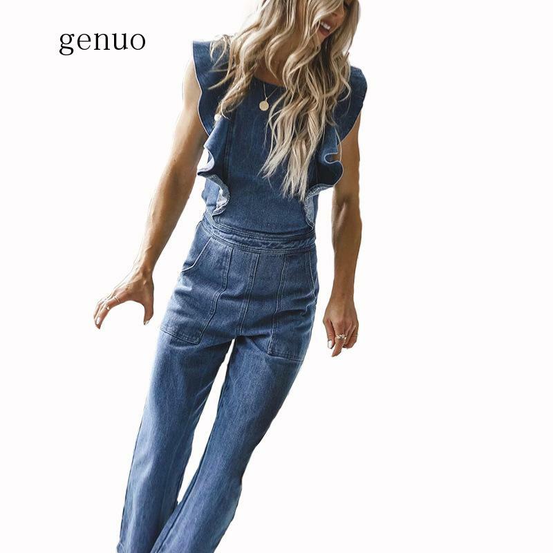 New Women Jumpsuit Casual Vintage Backless Romper Denim Overalls Summer Sexy Jumpsuit For Women
