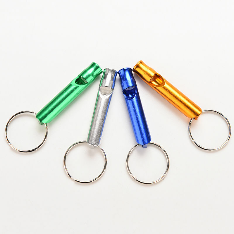 Mixed  4 Colors 1pc Aluminum Emergency Survival Whistle Keychain For Camping Hiking