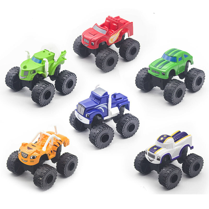 6 шт./компл. Blaze Monster machine Car Toys, русская чудо-дробилка, грузовик, фигура, сверкающие игрушки для детей, рождественские подарки