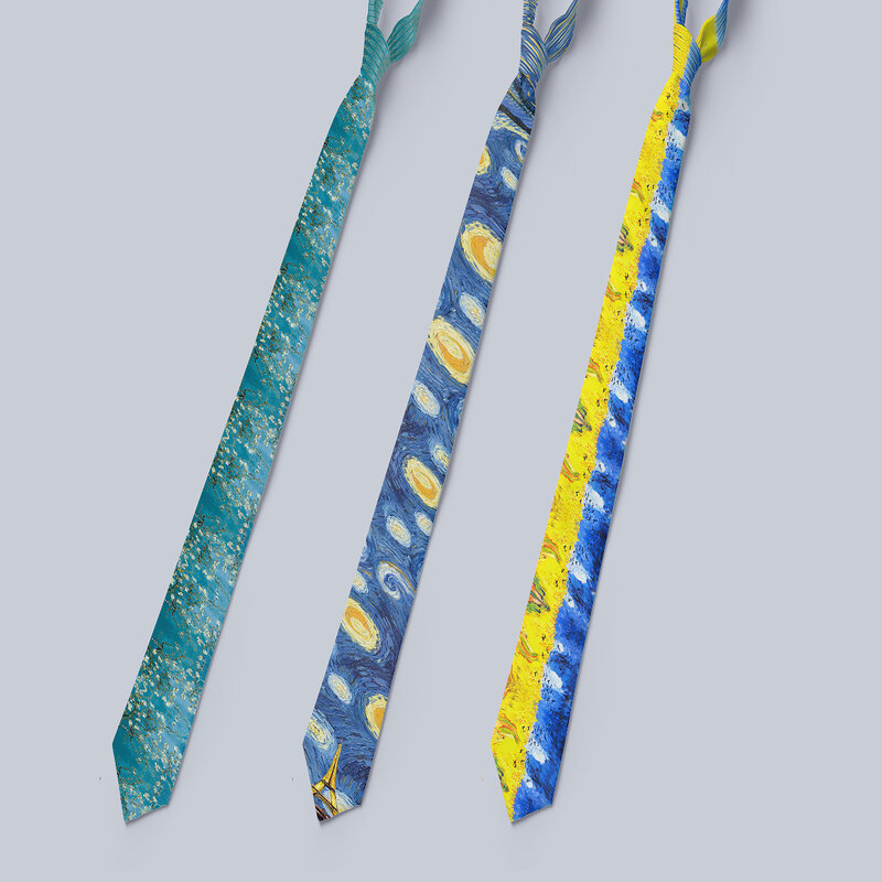 Corbata de Van Gogh para hombre y mujer, accesorios de pintura al óleo a la moda, corbatas populares de alta calidad, traje de negocios y boda