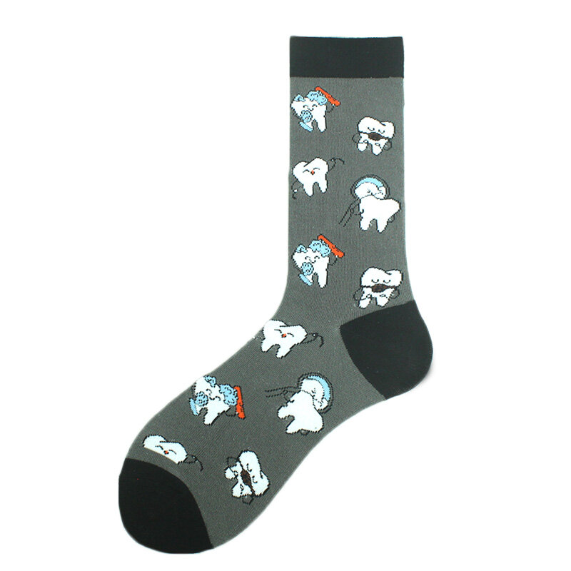Design Happy Funny Socks Men Women Medical Teeth Sheep Pattern Sokken  Divertidos Jacquard Calcetines Unisex Hip Hop Skateboard
