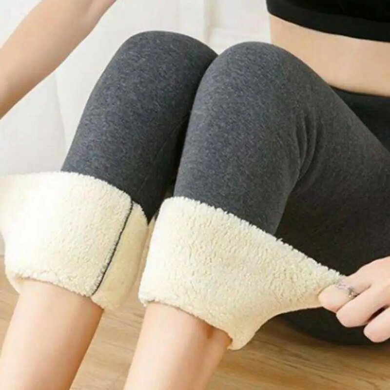 Frauen Winter Warme Hosen Dicken Plüsch Liner Leggings Hohe Taille Dünne Hosen