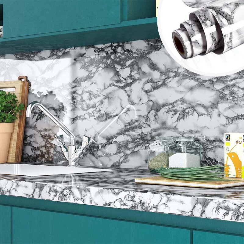 Pvc cozinha papel de parede de mármore para parede em rolos à prova dwaterproof água adesivo painel auto-adesivo cozinha fogão gabinete mesa decoração da sua casa