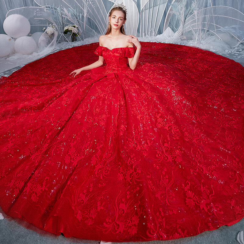 Gaun Pengantin Arab Dubai Gaun Hamil Gaun Pengantin Gaun Pengantin Merah Sweetheart Ukuran Plus Gaun Payet Manik-manik Mewah Bling