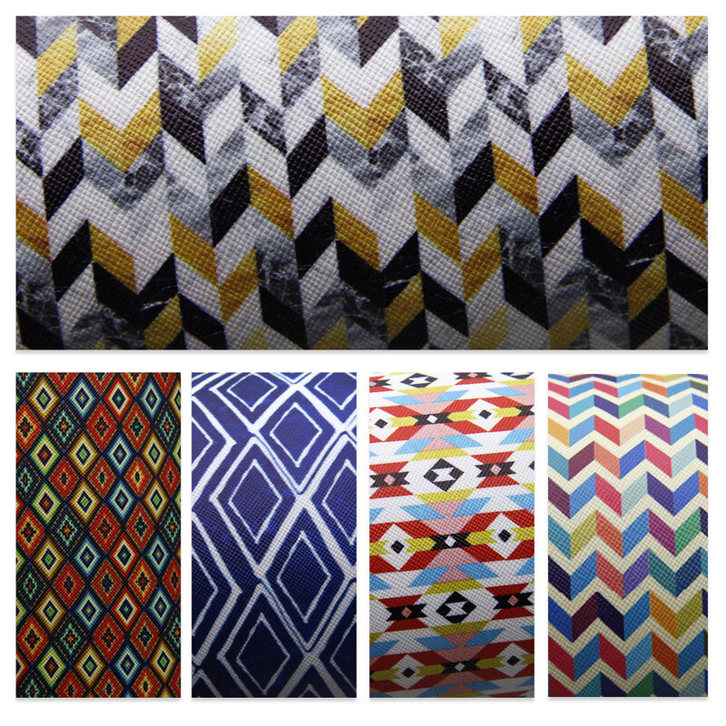 20*34cm Geometric Series Patterns Printed Synthetic Leather Fabric Sheets,DIY Handmade Materials For Projects,1Yc3819
