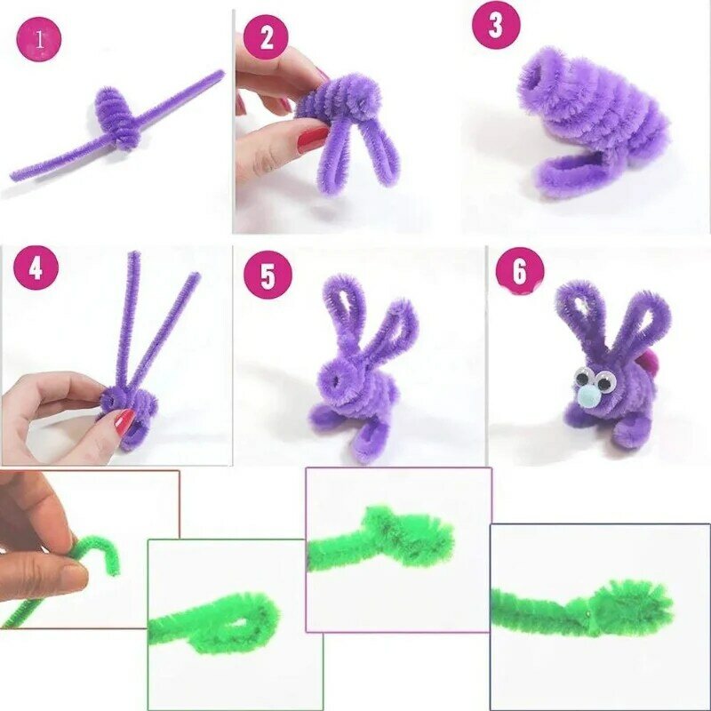 100 Peças 30cm Twisted Stick Color Plush Stick-strip Infantil Plush Educação Tabaco Pipe Toy-strip Toy Handmade DIY Toy