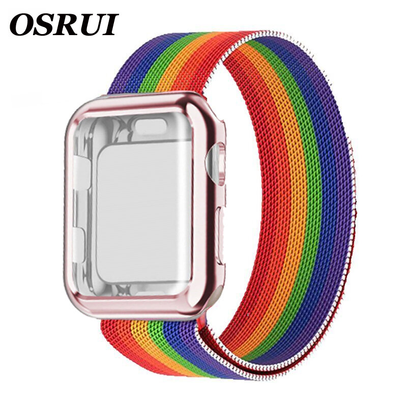 Watch strap Case for apple watch band 5 4 44mm 40mm iwatch 42mm 38mm Milanese Loop bracelet Stainless Steel watchband iwatch 3 2
