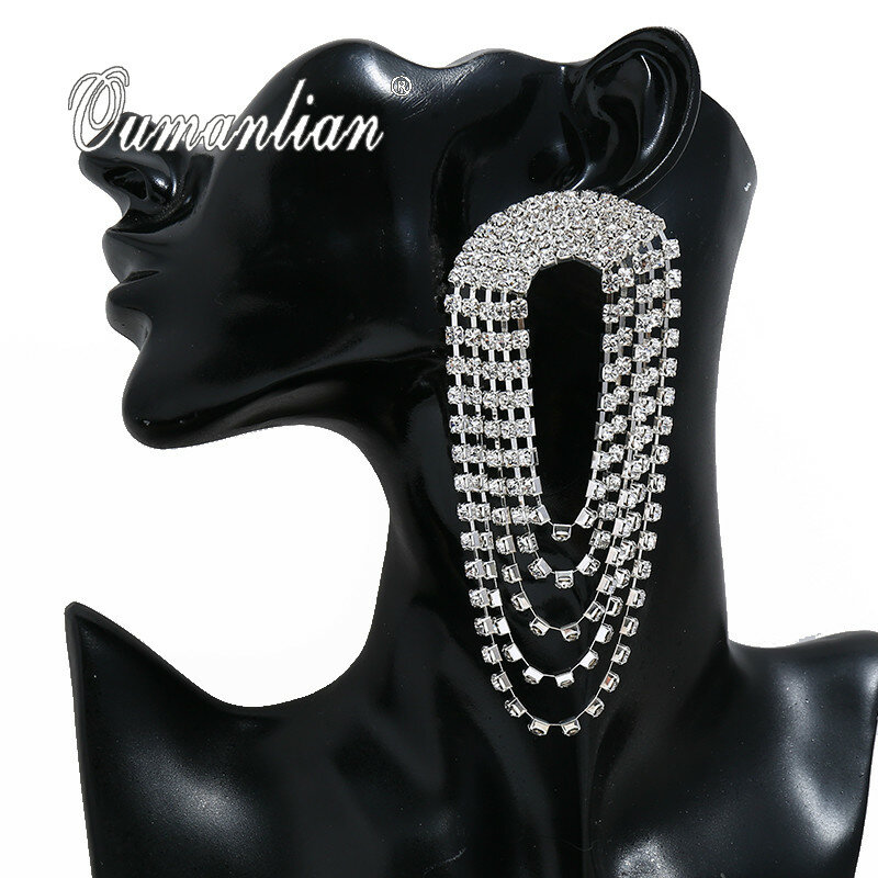 Pendientes colgantes chapados en plata para mujer, aretes de cristal brillante de lujo, con diamantes de imitación, para fiesta de Boda nupcial, E144, 2021