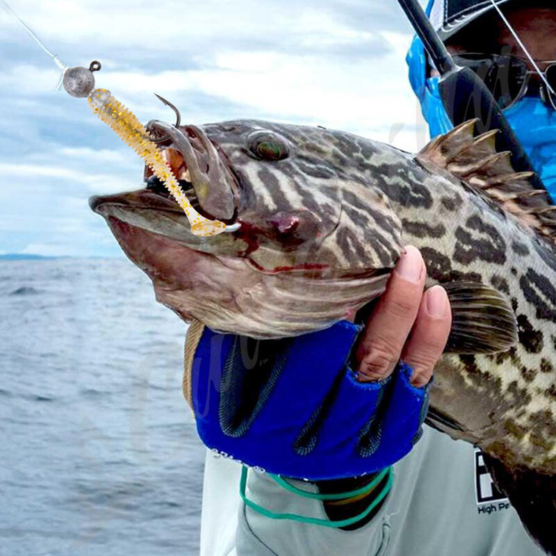 Goture 40pcs piombo Jig Head Hook Fishing Lure Set esca morbida 5cm 0.7g con gancio esche in gomma artificiale Bass per carpa Pike Zander