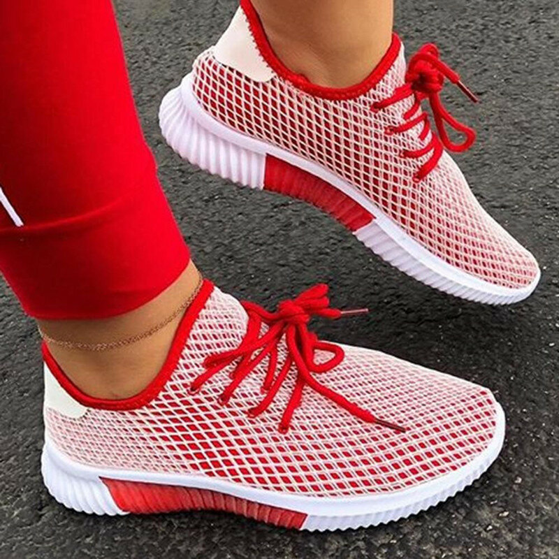 2020 Fashion Vulcanized Shoes Woman Outdoor Lightweight Casual Shoes Breathable Lace Up Sneakers Shoes Women Zapatillas Mujer