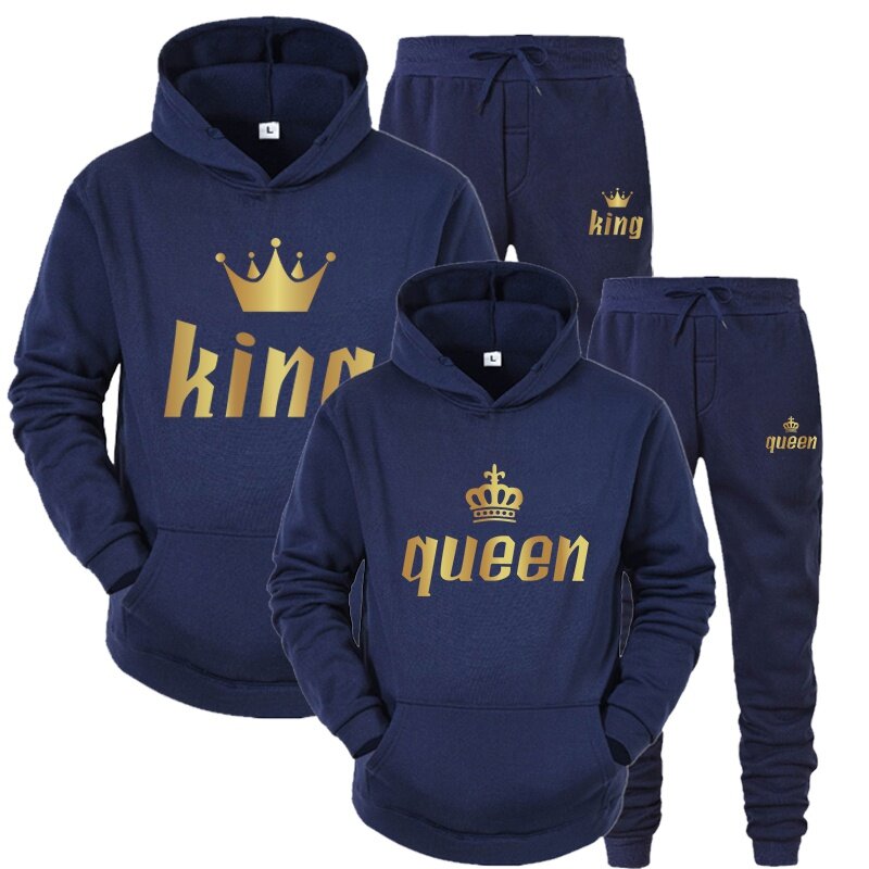 2022 Newest Printed Long Sleeve Hoodies Set Printed Queen King Couple Sweatshirt Plus Size Hoodies Trend Couple Hoodie Set S-4xl