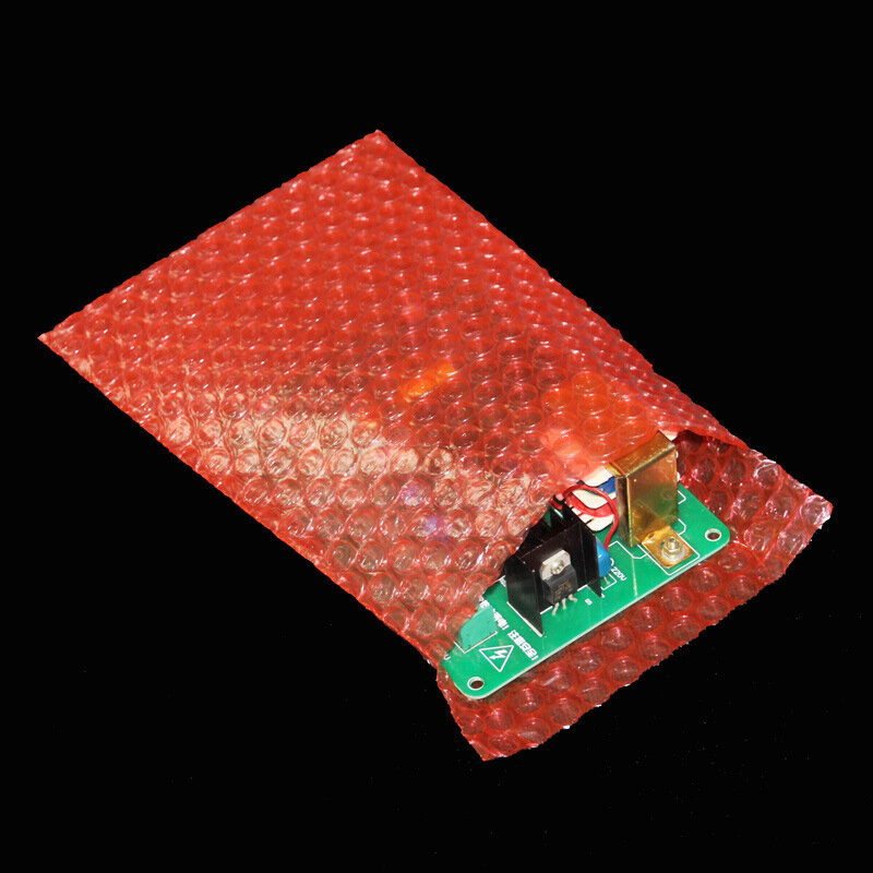 50Pcs 10x15cm Red Plastic Envelope Anti-static Bubble Bags PE Clear Shockproof Packaging Bag Double Film Bubble Mailer