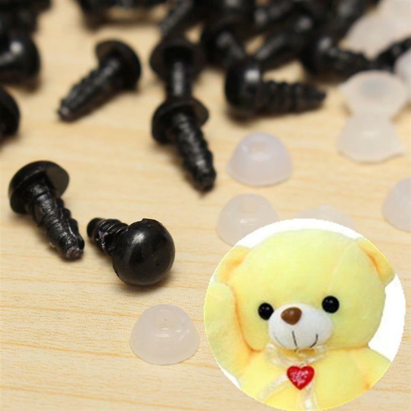 100PCS 7mm 8mm Black Plastic Amigurumi Safety Eyes For Teddy Bear Stuffed Toys Snap Animal Puppet Dolls Craft Eyes