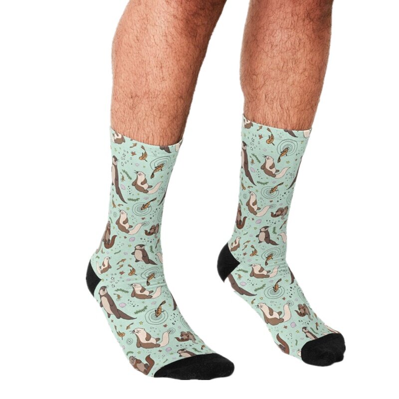 2021 Funny Men's socks Bear Weightlifting pattern Printed hip hop Men Happy Socks cute boys street style Crazy Socks for men