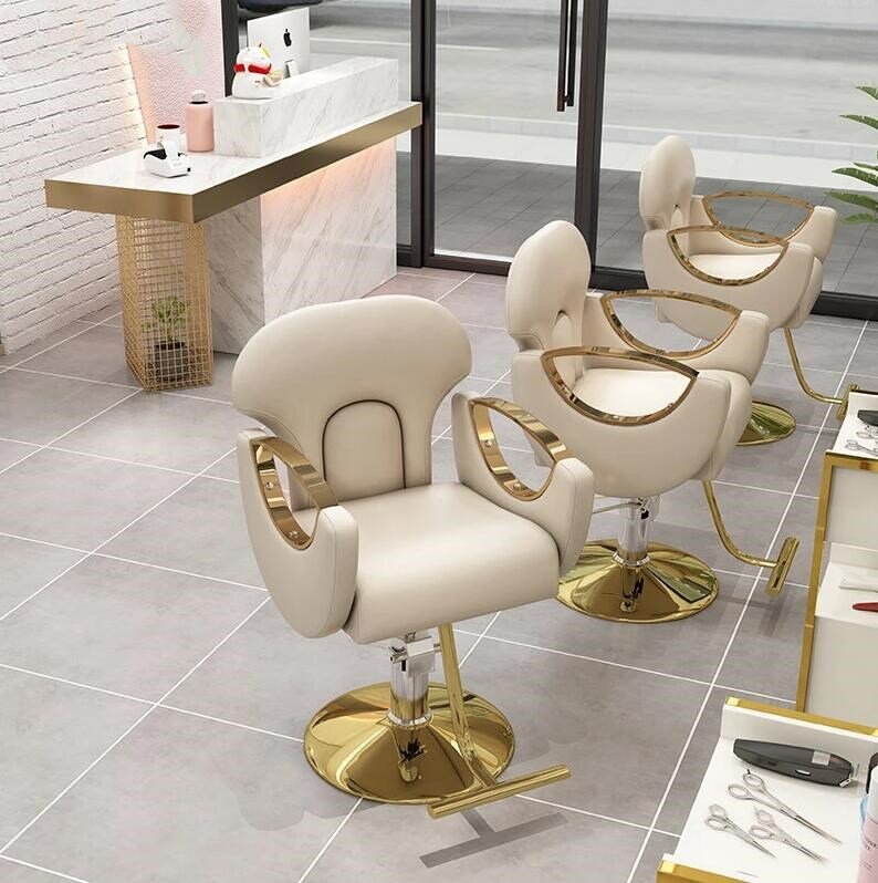 Chaise hydraulique de luxe de style populaire, chaise de salon de coiffure, chaise de barbier dorée, meubles de beauté des ongles, livraison gratuite, nouveau