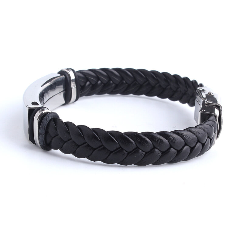 Punk SOS Custom logo Name Engrave Text Leather Bangle & Bracelet customize Stainless Steel Bracelets For Women Men ID Bracelet