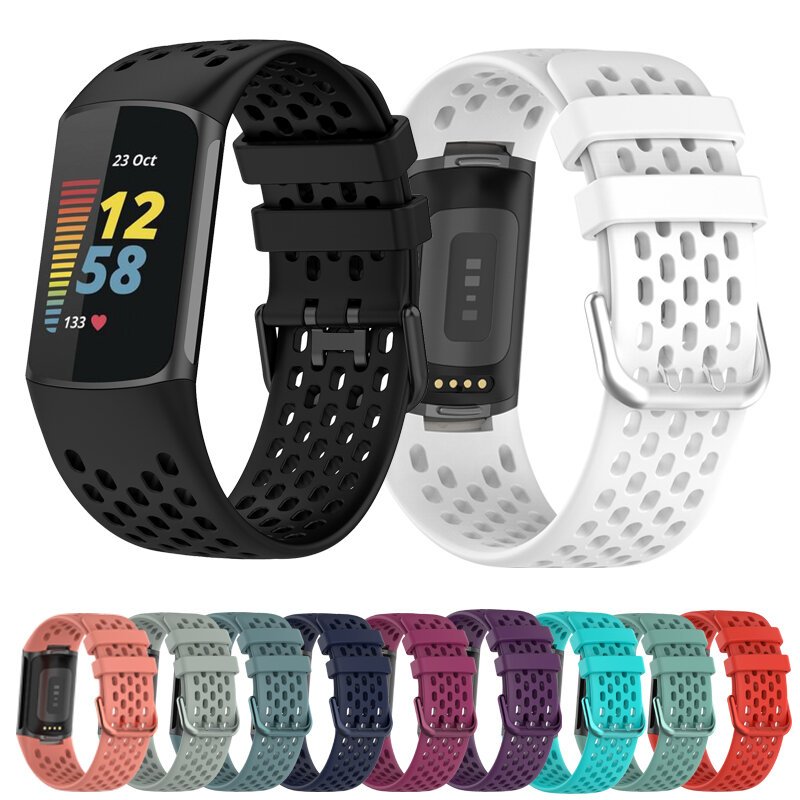 Bracelet en caoutchouc respirant pour Fitbit Charge 5, bracelet en silicone de remplacement pour Fitbit Charge 6, bracelet de montre sport