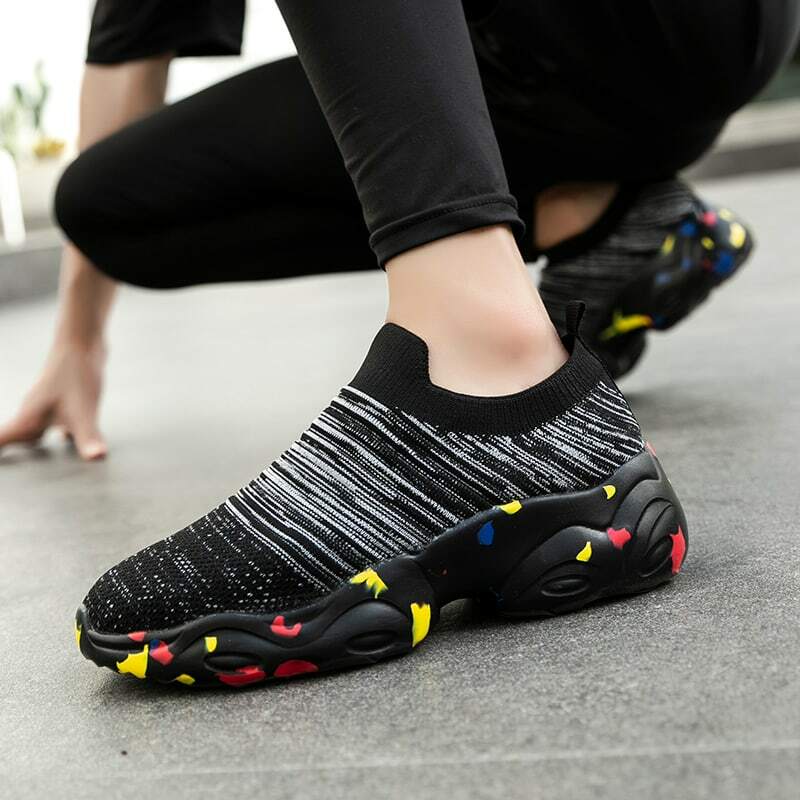 MWY Sepatu Kasual Wanita Fashion Kaos Kaki Uniseks Ringan Sejuk Sneakers Platform Sepatu Latihan Jalan Kaki Mujer