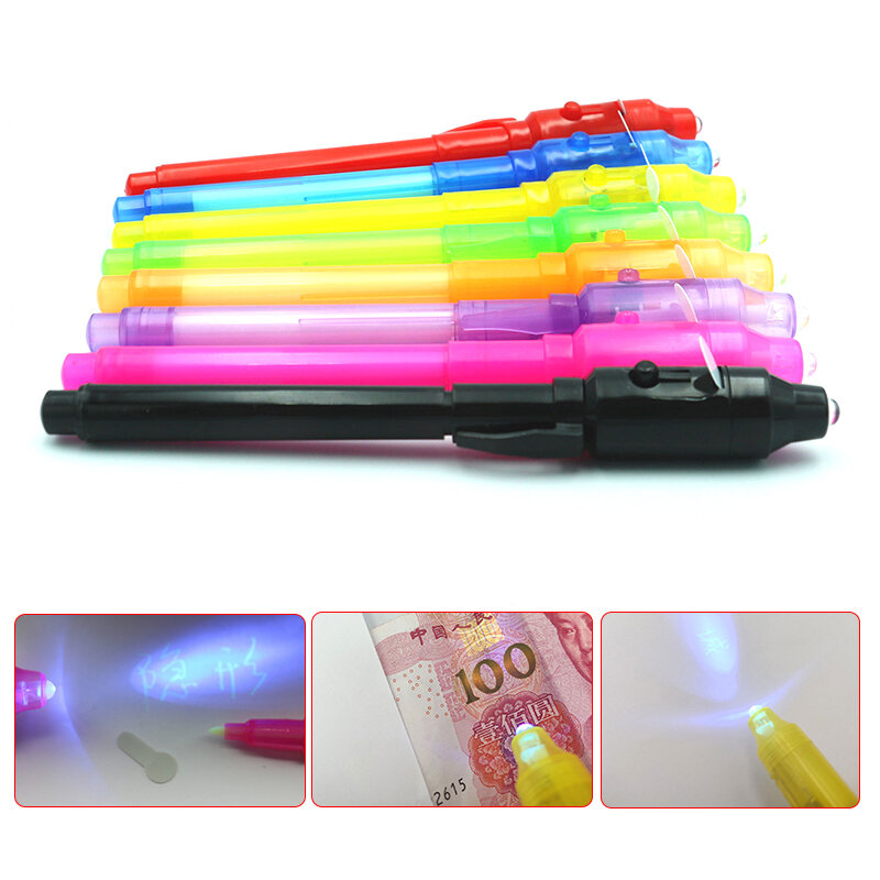 1/3 stücke 2 In 1 Leucht Licht Stift UV Schreiben Unsichtbare Tinte Stift Kid Spielzeug