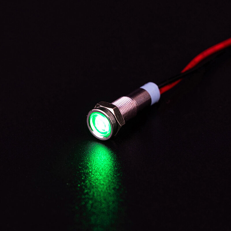 1 개 6mm LED 금속 표시 등 6mm 방수 신호 램프 6V 12V 24V 220v 와이어 포함 빨간색 노란색 파란색 녹색 흰색