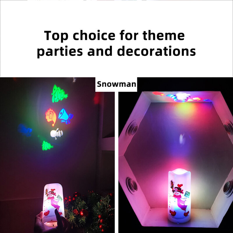 LED Christmas  Projection Light Snowman Night Light Snowflakes Lamp USB Candle Lamp For Home Merry Christmas Ornament
