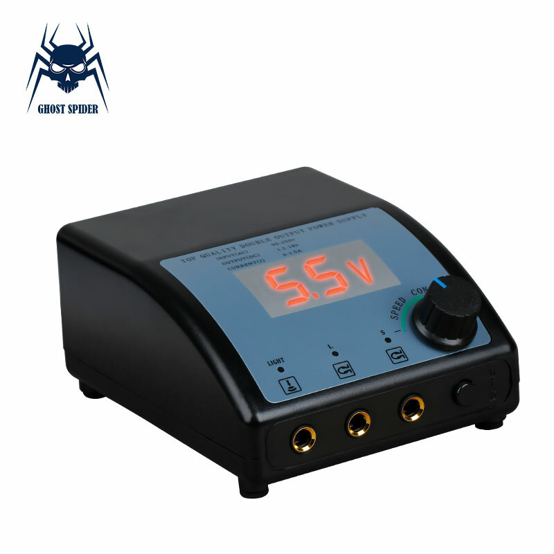 GHOST SPIDER Tattoo Power Supply Double Output Digital Adapter for Tattoo Pen Machine Speed Control LED Light Tattoo Accessories